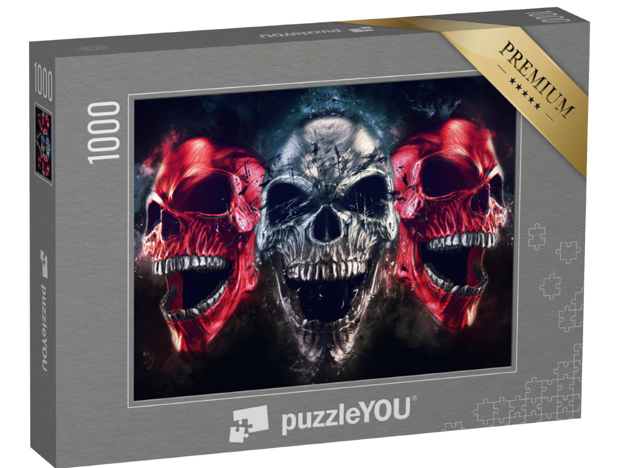 Puzzle 1000 Teile „Schreiende Totenschädel“