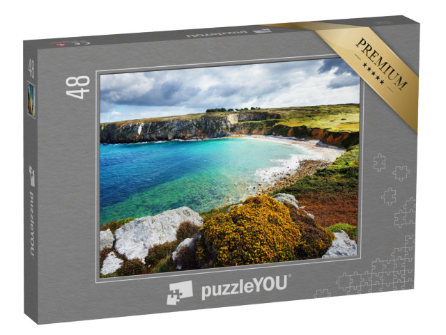 Puzzle 48 Teile „Blick auf eine Meereslagune an der Pointe de Toulinguet in der Bretagne, Frankreich“