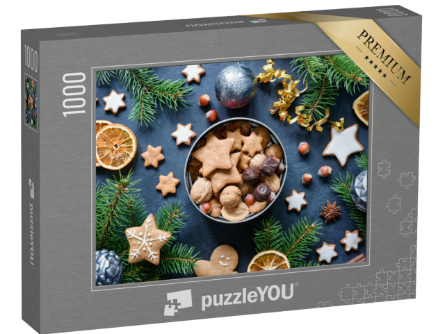Puzzle 1000 Teile „Weihnachten: Geschenk-Box mit hausgemachten Lebkuchen“