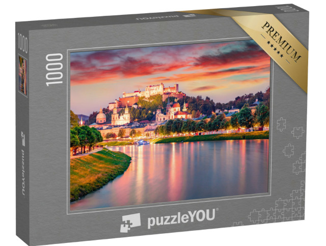 Puzzle 1000 Teile „Sommeransicht der Altstadt von Salzburg bei Sonnenuntergang“