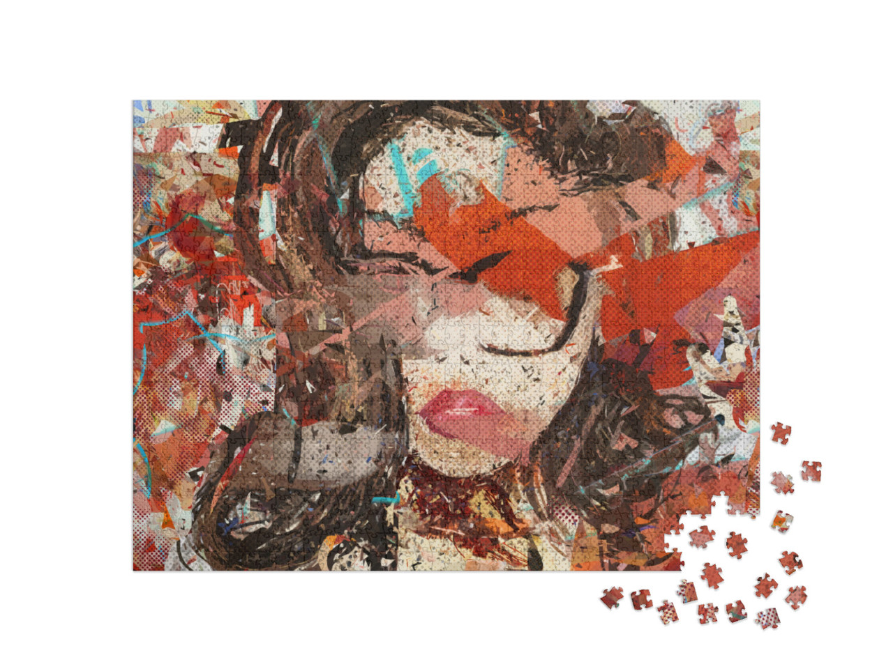 Puzzle 1000 Teile „Gesicht eines Mädchens mit Brille“
