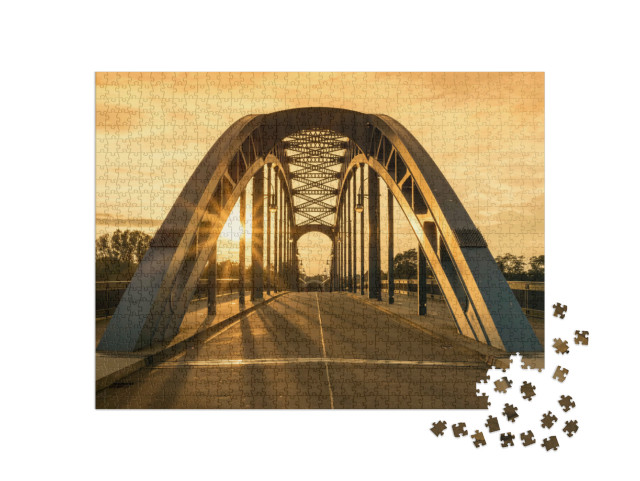 Puzzle 1000 Teile „Die Sternbrücke, Magdeburg, Deutschland“