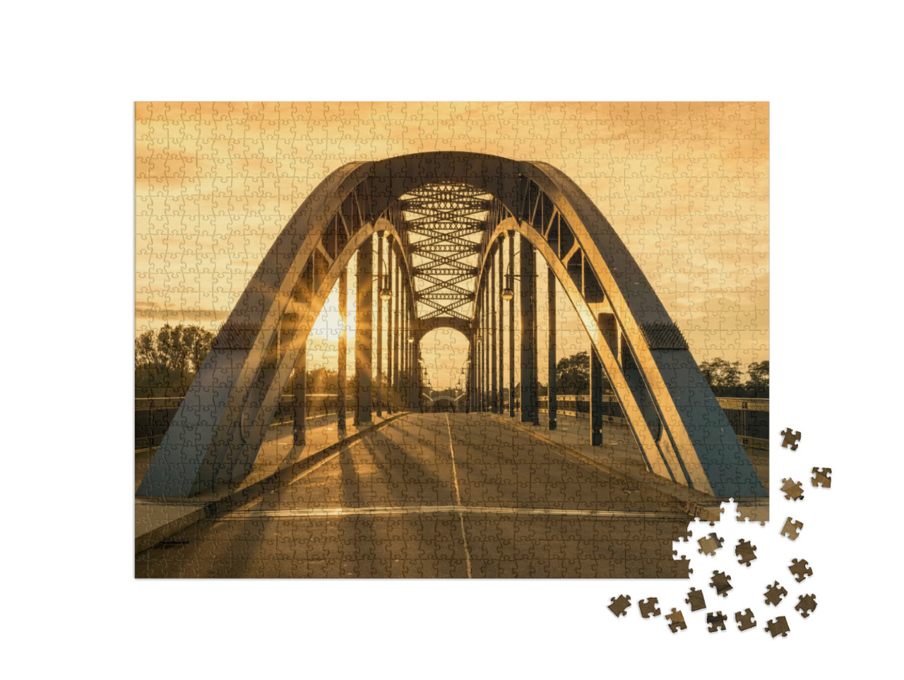 Puzzle 1000 Teile „Die Sternbrücke, Magdeburg, Deutschland“
