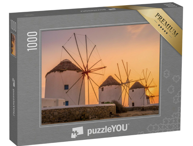 Puzzle 1000 Teile „Traditionelle griechische Windmühlen in Mykonos“