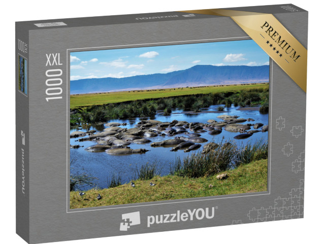 Puzzle 1000 Teile XXL „Nilpferdbecken, Ngorongoro-Krater, Tansania“
