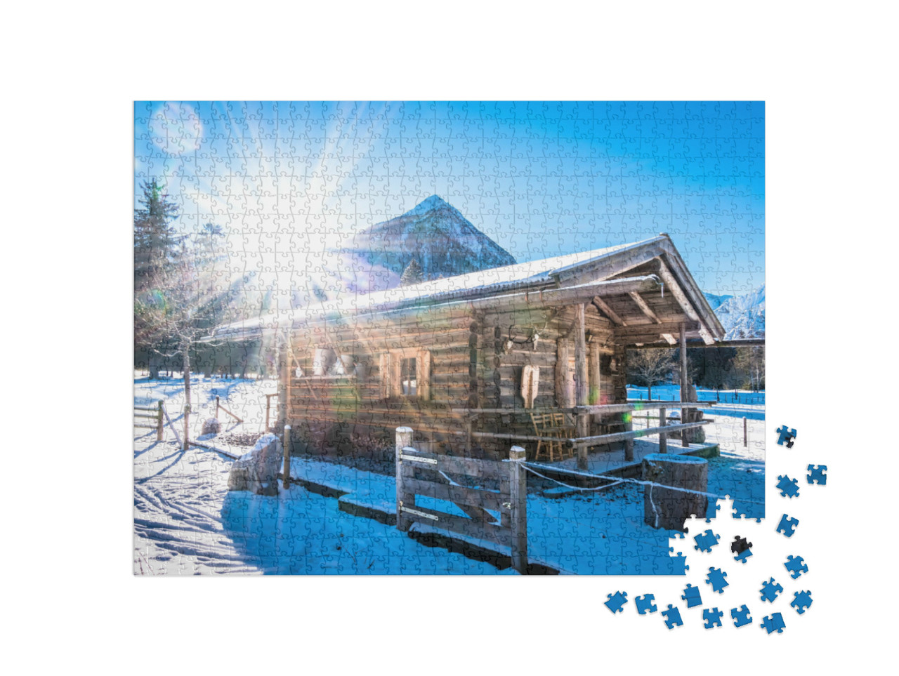 Puzzle 1000 Teile „Almhütte im Winter, Pertisau, Österreich“