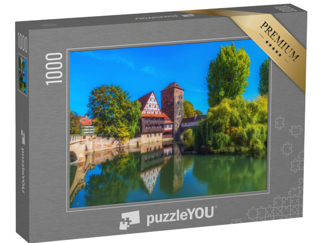 Puzzle 1000 Teile „Das Flussufer der Pegnitz in Nürnberg, Deutschland“