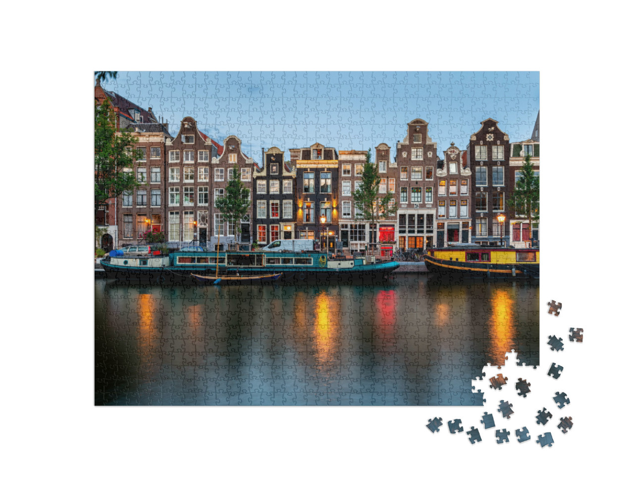 Puzzle 1000 Teile „Blaue Stunde in Amsterdam, Niederlande“