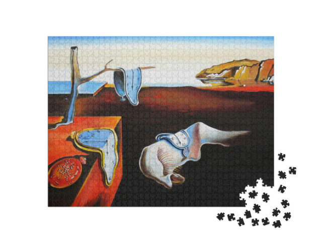 Puzzle 1000 Teile „Ölgemälde von Salvador Dalí: Die verrinnende Zeit“