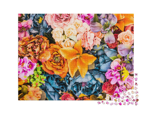 Puzzle 2000 Teile „Bunte Blumen in Nahaufnahme“