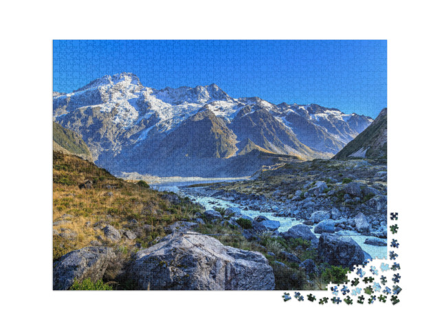Puzzle 2000 Teile „Mount Cook und Mueller-See, Neuseeland“