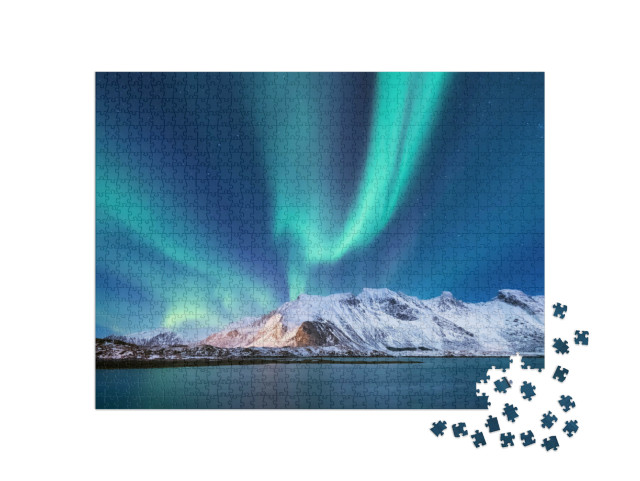 Puzzle 1000 Teile „Aurora borealis auf den Lofoten, Norwegen“