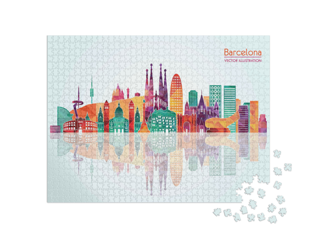 Puzzle 1000 Teile „Vektor-Illustration: Barcelona Skyline“