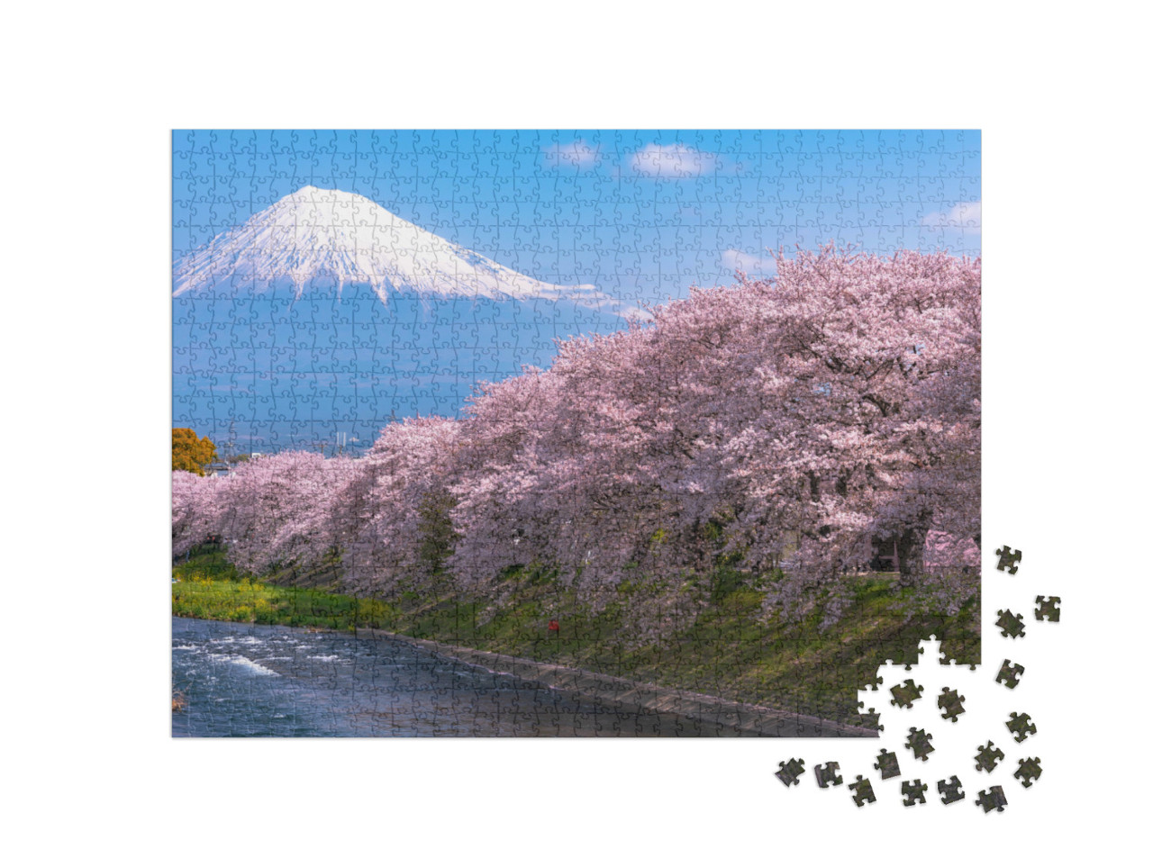 Puzzle 1000 Teile „Kirschblüte am Fuji, Japan“