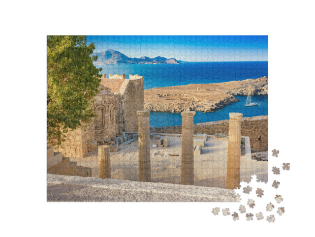 Puzzle 1000 Teile „Akropolis von Lindos, Rhodos, Griechenland“