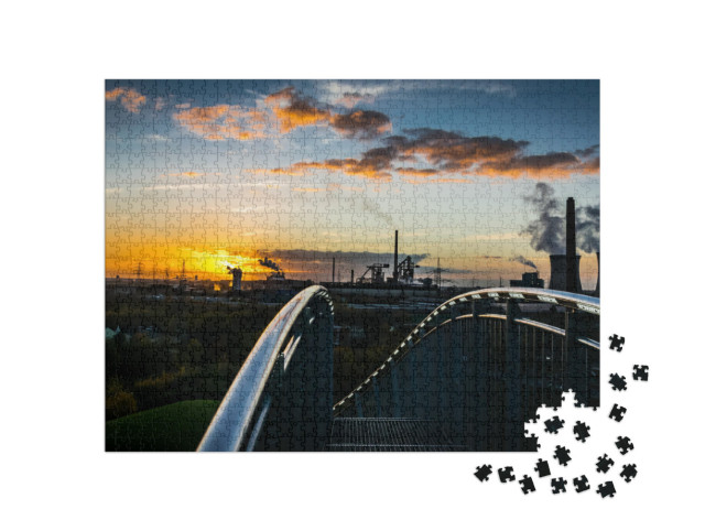Puzzle 1000 Teile „Sonnenuntergang über dem Ruhrgebiet bei Duisburg“