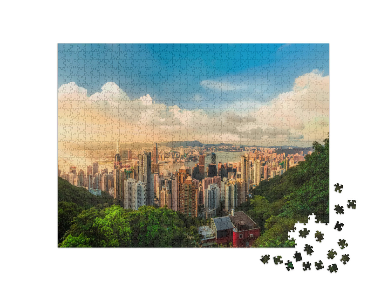 Puzzle 1000 Teile „Sonnenuntergang über der Victoria-Bucht in Hongkong“
