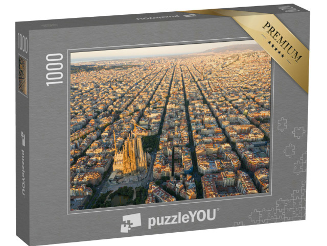 Puzzle 1000 Teile „Atemberaubende Luftaufnahme der Stadt Barcelona, Spanien“