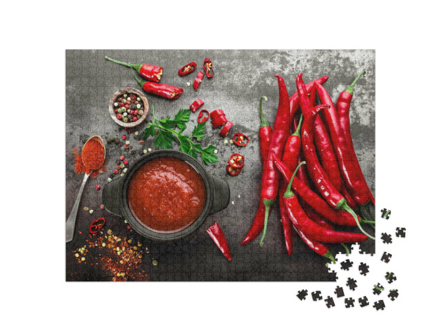 Puzzle 1000 Teile „Scharfe Chilisauce, Ketchup“