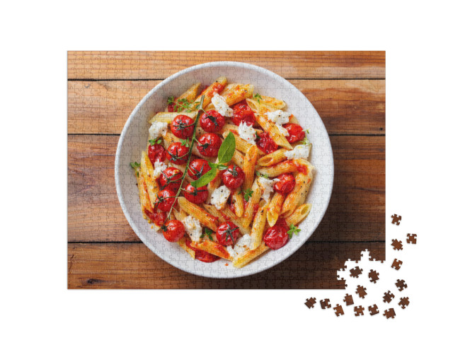 Puzzle 1000 Teile „Penne mit gebratenen Tomaten und Mozzarella“