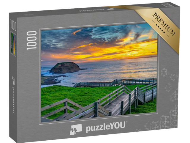 Puzzle 1000 Teile „Holzsteg auf Phillip Island bei Sonnenuntergang, Victoria, Australien“