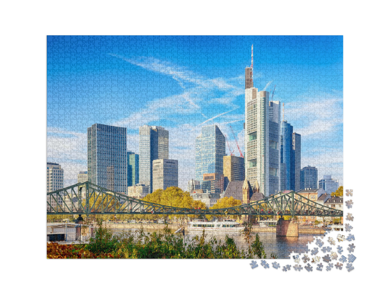 Puzzle 2000 Teile „Stadtbild von Frankfurt in Deutschland an einem sonnigen Tag“