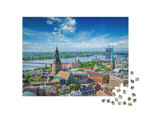 Puzzle 1000 Teile „Luftaufnahme des Zentrums von Riga von der Peterskirche aus, Riga, Lettland“