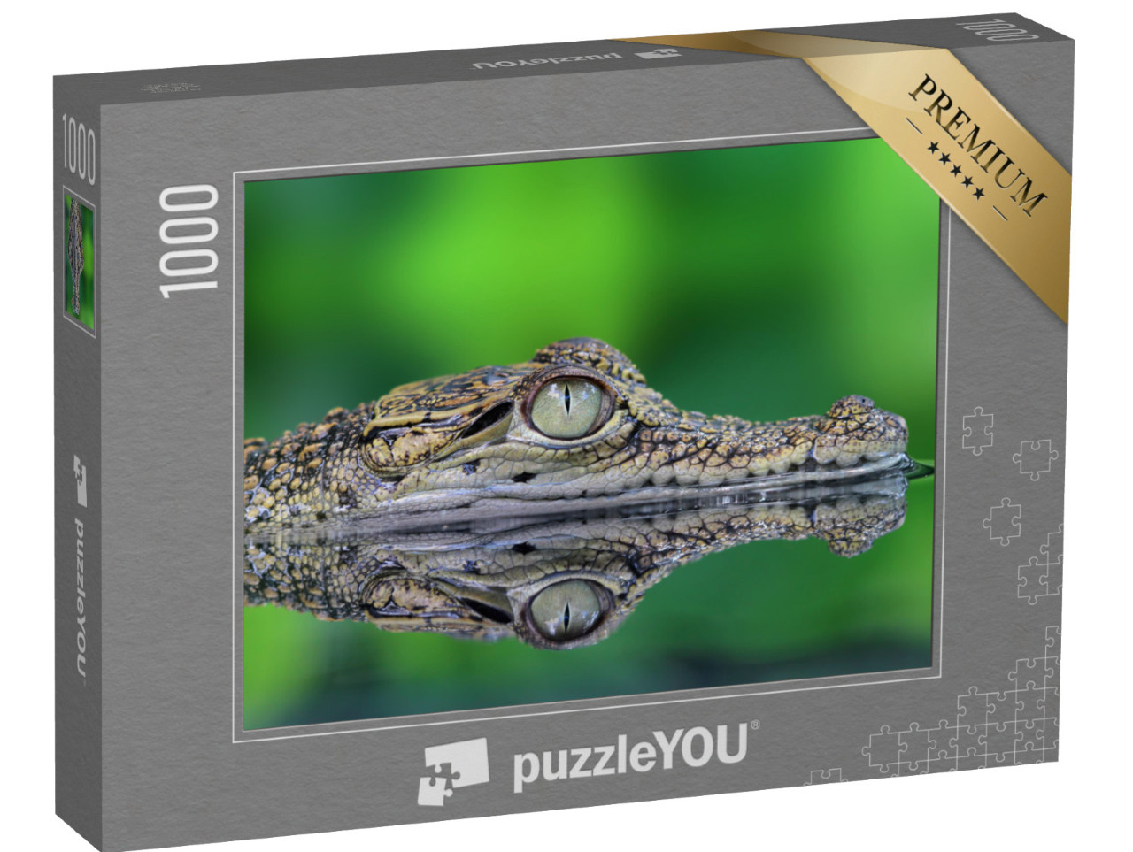 Puzzle 1000 Teile „Krokodil mit Spiegelung“