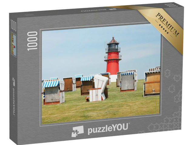 Puzzle 1000 Teile „Strandkörbe und Leuchtturm in Büsum, Deutschland“