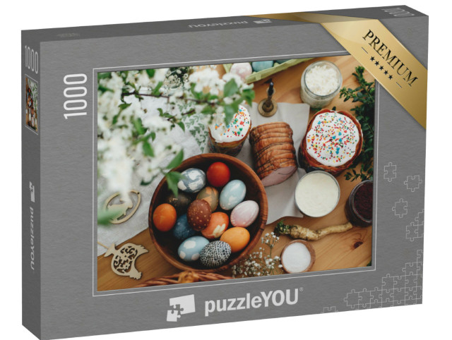 Puzzle 1000 Teile „Ein köstliches Osterfrühstück mit Ostereiern und Schinken“