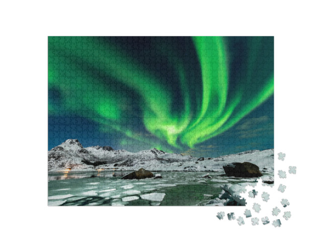 Puzzle 1000 Teile „Aurora Borealis Landschaft“