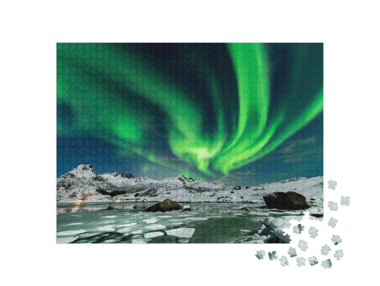 Puzzle 1000 Teile „Aurora Borealis Landschaft“