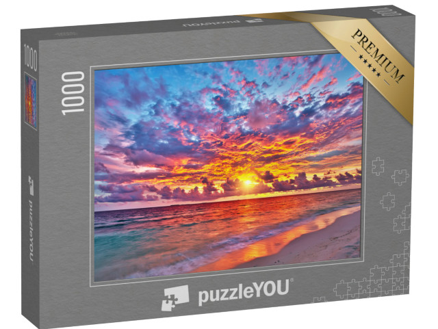 Puzzle 1000 Teile „Sonnenuntergang über dem Meer auf den Malediven“