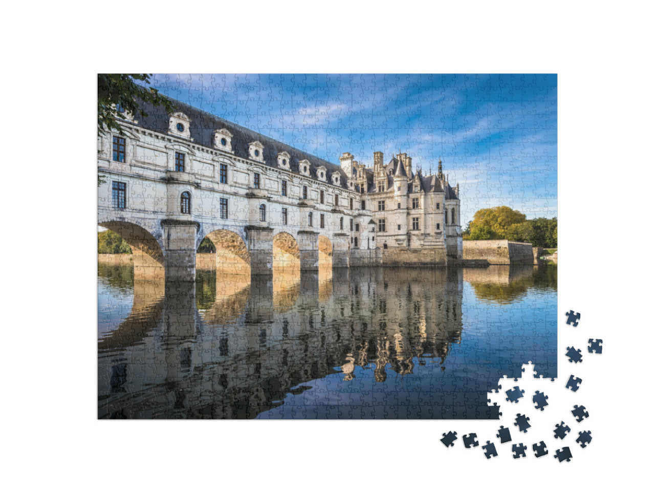 Puzzle 1000 Teile „Chateau de Chenonceau am Fluss Cher, Loiretal, Frankreich“