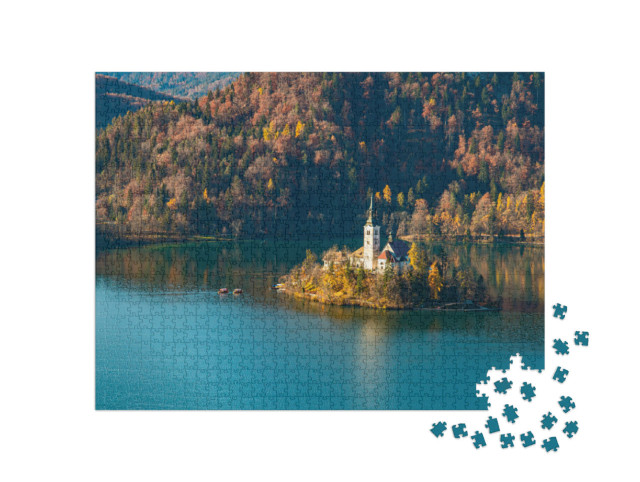 Puzzle 1000 Teile „Ein slowenischer See im Herbst“