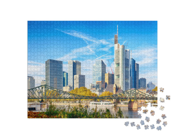Puzzle 1000 Teile „Stadtbild von Frankfurt in Deutschland an einem sonnigen Tag“