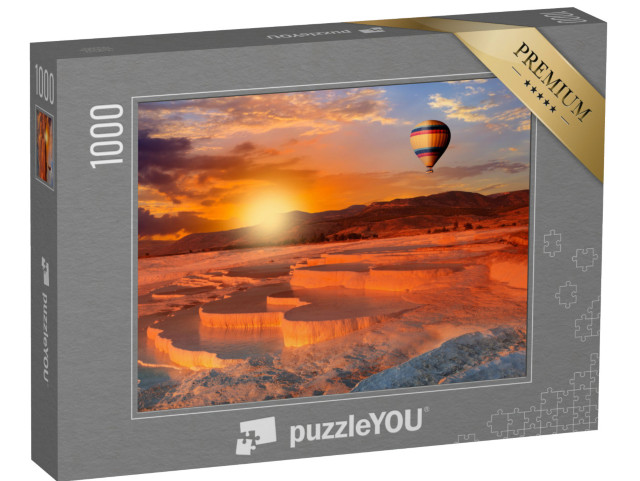 Puzzle 1000 Teile „Sonnenaufgang über den Kalkstein-Terrassen, Pamukkale, Türkei“