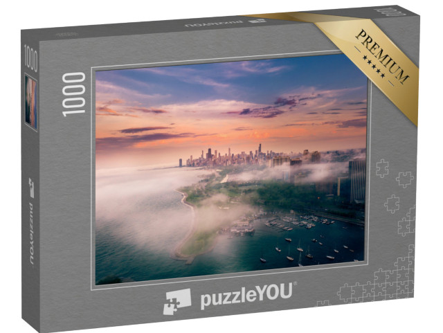 Puzzle 1000 Teile „Chicago und Lake Michigan bei Nebel“