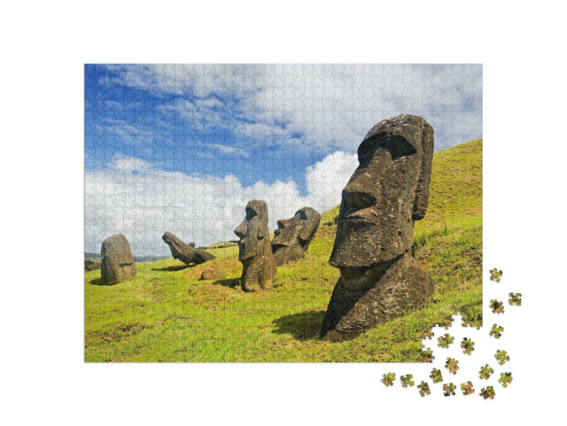 Puzzle 1000 Teile „Steinfiguren Moais im Rapa Nui National Park, Osterinsel, Chile“