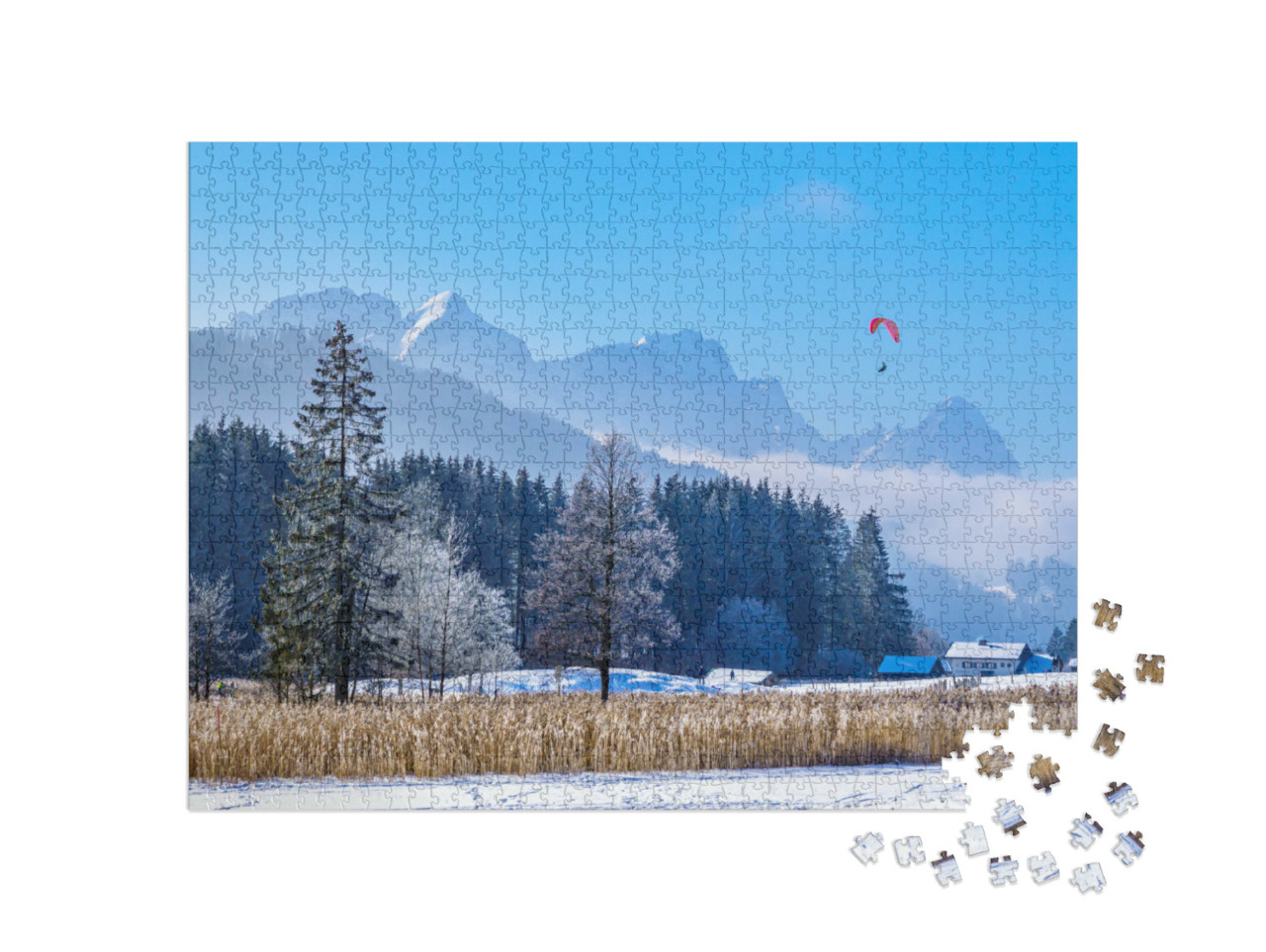 Puzzle 1000 Teile „Winter im Karwendel- und Wettersteingebirge, Deutschland“