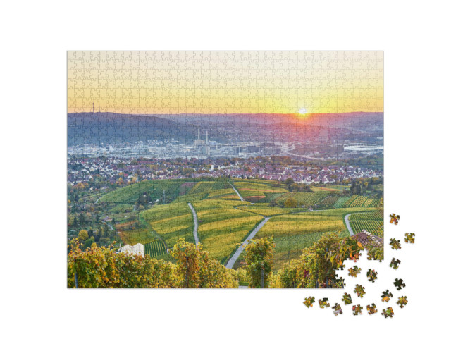 Puzzle 1000 Teile „Bunte Weinbauregion Stuttgart im Süden von Deutschland“