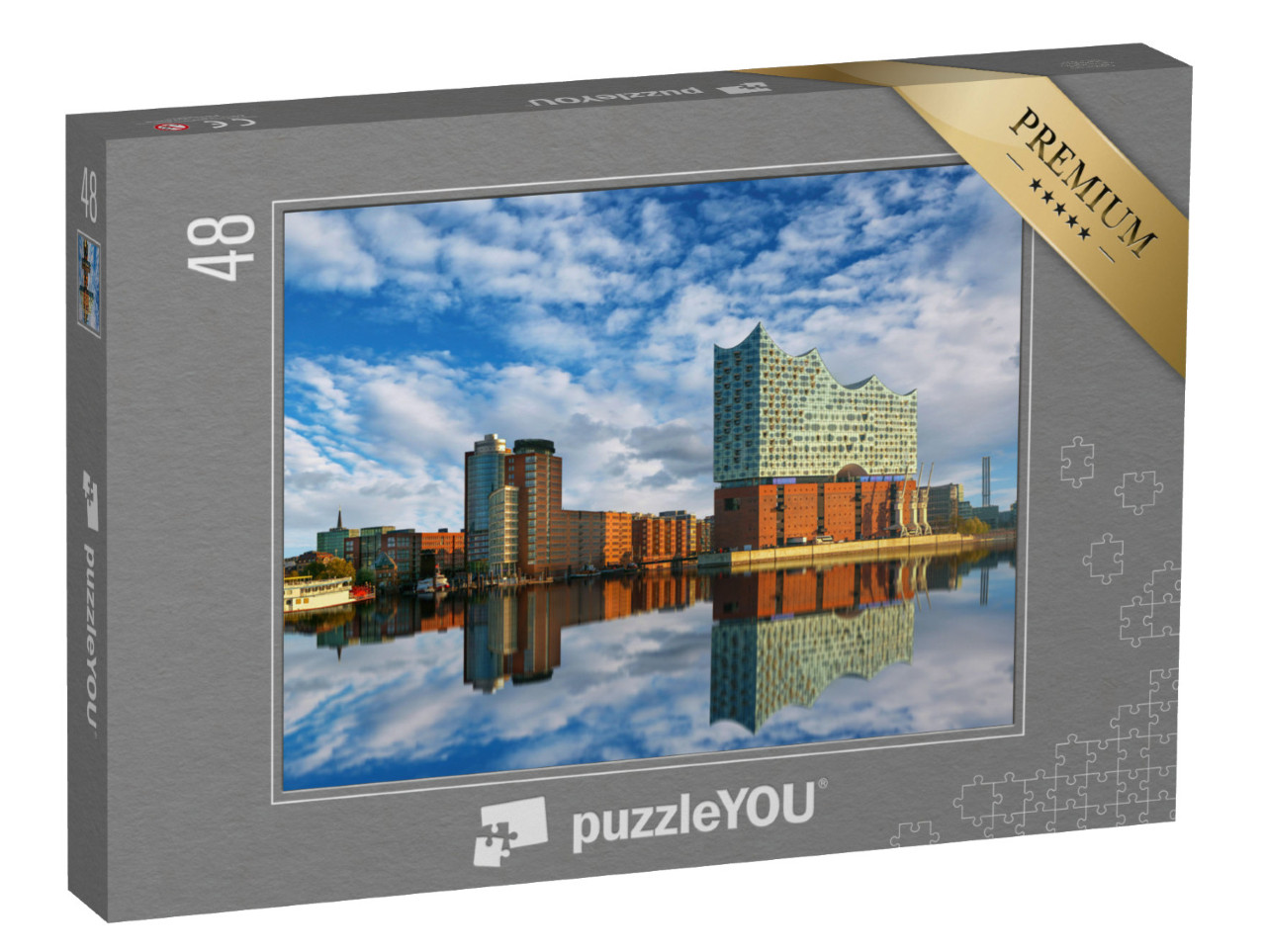 Puzzle 48 Teile „Spiegelung der Elbphilharmonie in Hamburg“