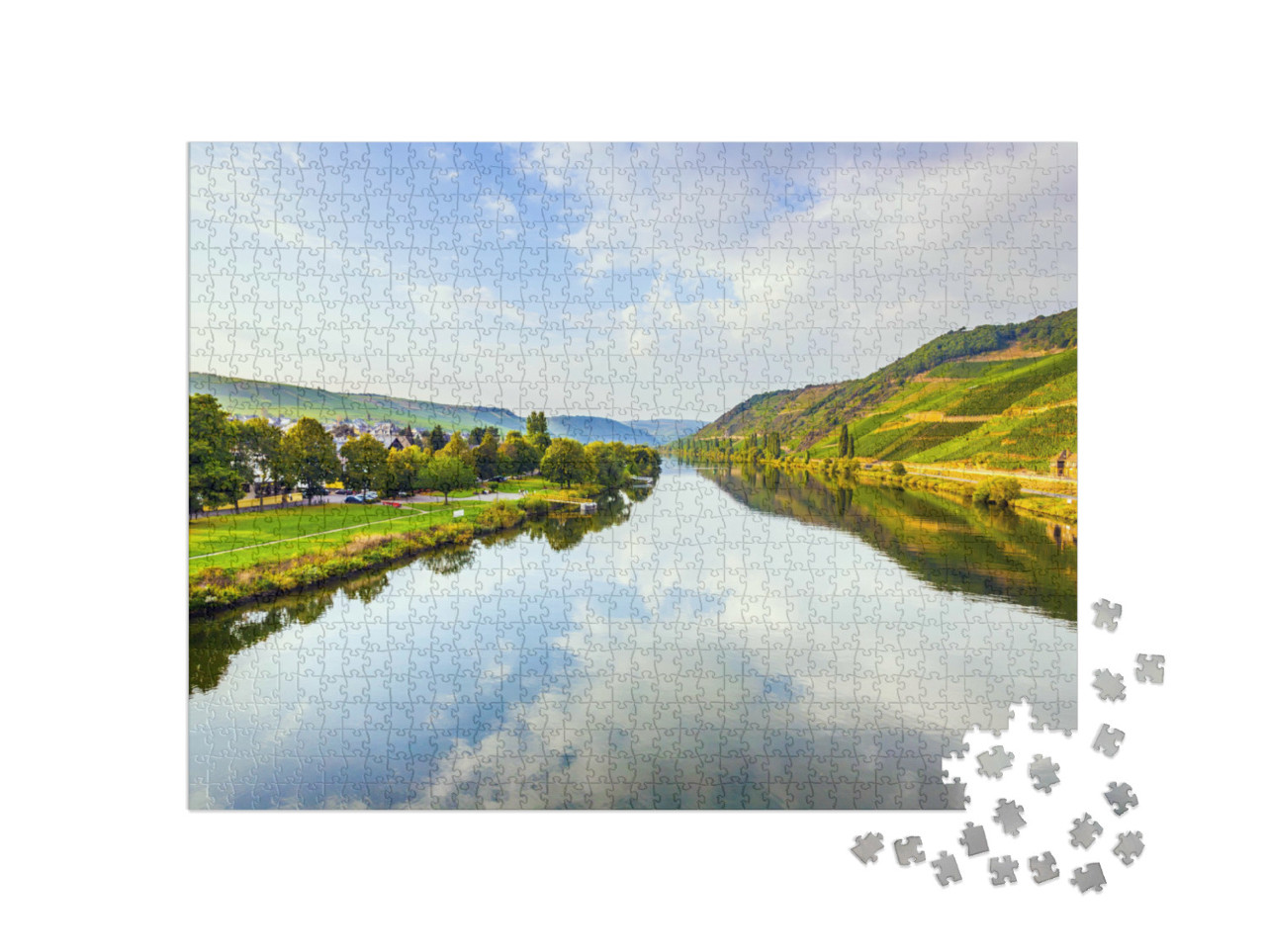 Puzzle 1000 Teile „Weinberge an den Hügeln des romantischen Moselufers“