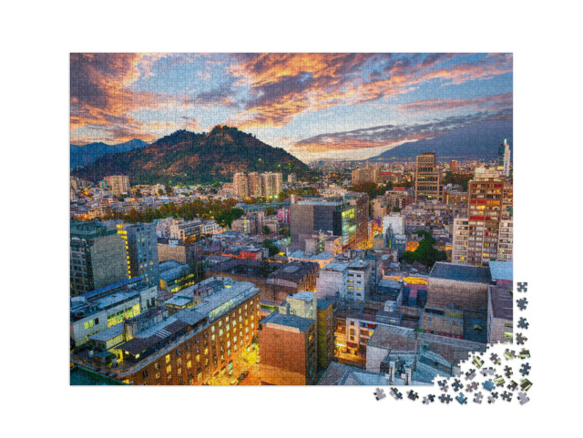 Puzzle 2000 Teile „Stadt Santiago de Chile nach Sonnenuntergang, Chile“