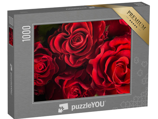 Puzzle 1000 Teile „Bouquet aus frischen roten Rosen“