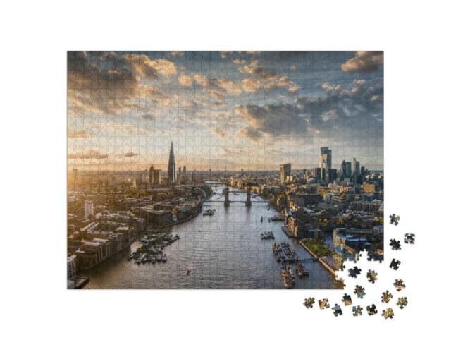 Puzzle 1000 Teile „Breiter Panoramablick auf die moderne Skyline von London, Vereinigtes Königreich“