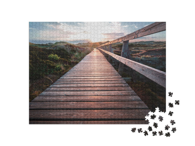 Puzzle 1000 Teile „Hölzerne Strandpromenade auf Amrum, Deutschland“
