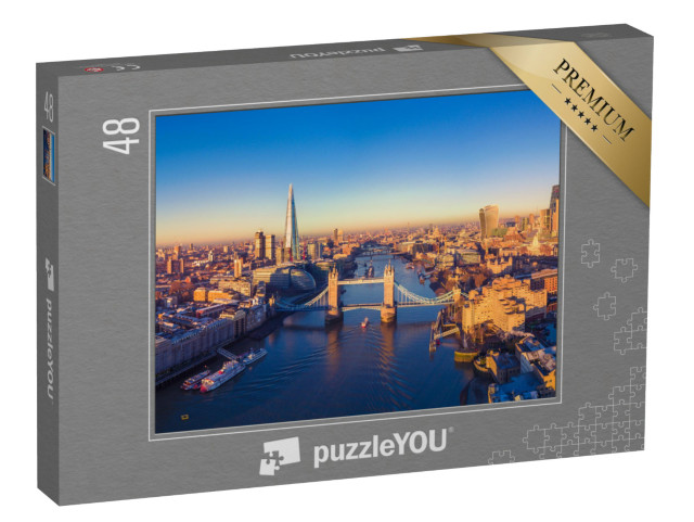 Puzzle 48 Teile „Luftbild-Panoramablick auf London und die Themse, England“