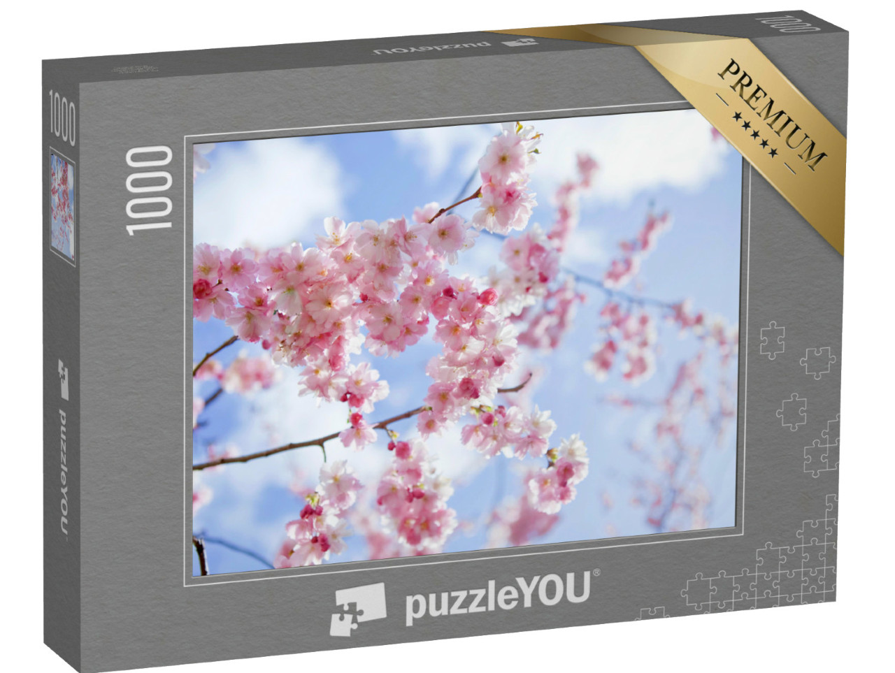 Puzzle 1000 Teile „Sakura: Rosa blühende Kirschbäume im japanischen Frühling“