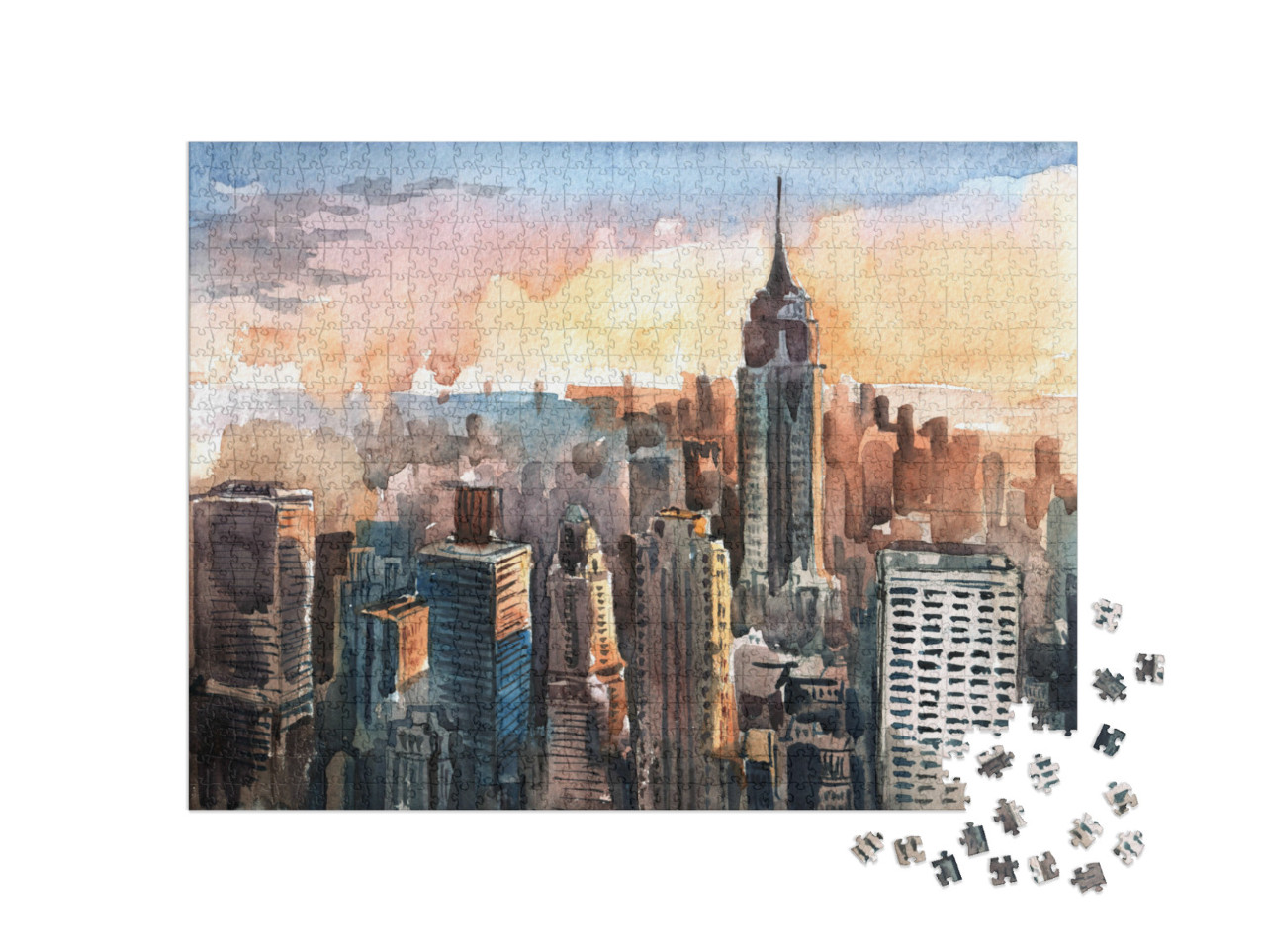 Puzzle 1000 Teile „Aquarell von Manhattan“